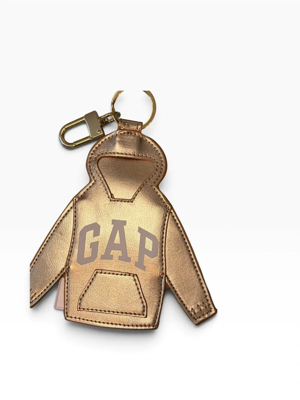 GAP Metallic Gold Hoodie Keychain Bag Charm Lip Balm Pouch Faux Leather
